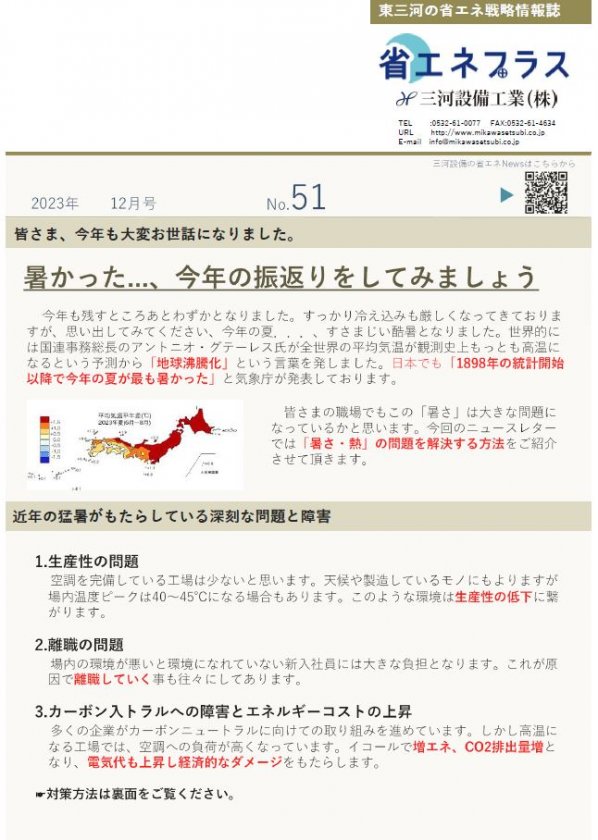 No.51夏場の暑さ対策
弊社施工事例の一部をご参考ください。